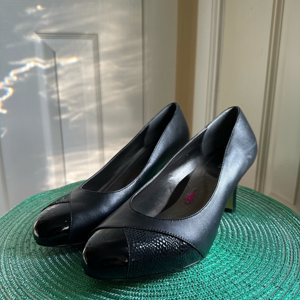 Ros Hommerson Black Leather Heels